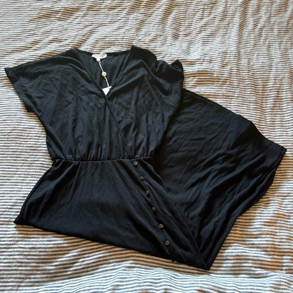 NWT Bohme Cotton Black V-Neck Maxi Dress Medium